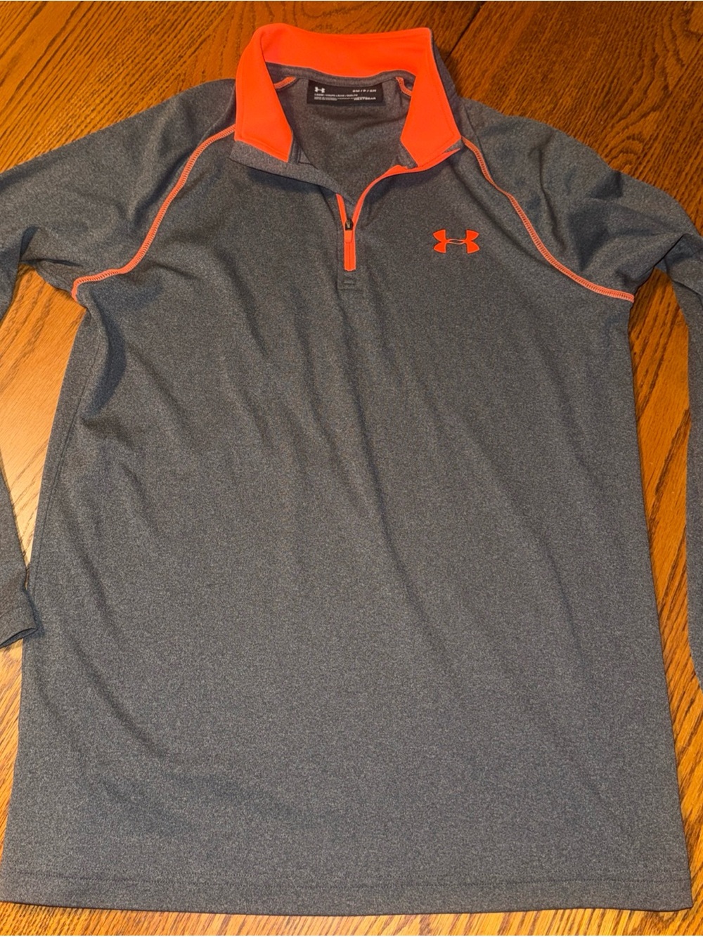 Under Armour Men's Gray Performance Quarter-Zip with Bright Orange Trim